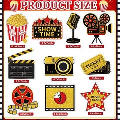 11 Pieces Movie Night Party Decorations Now Showing Banner Photography Backgr…