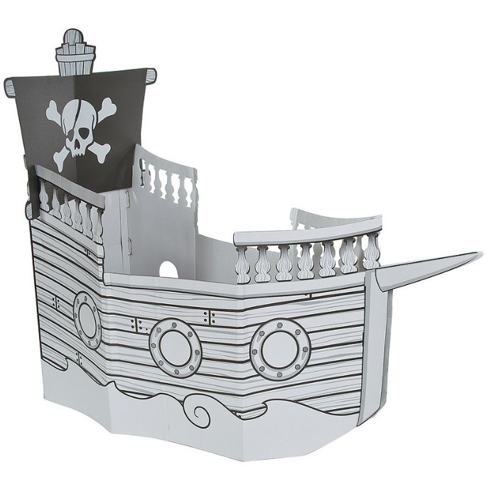 5 Ft. 10″ x 4 Ft. 8 1/2″ Color Your Own Pirate Ship White Cardboard Playhouse