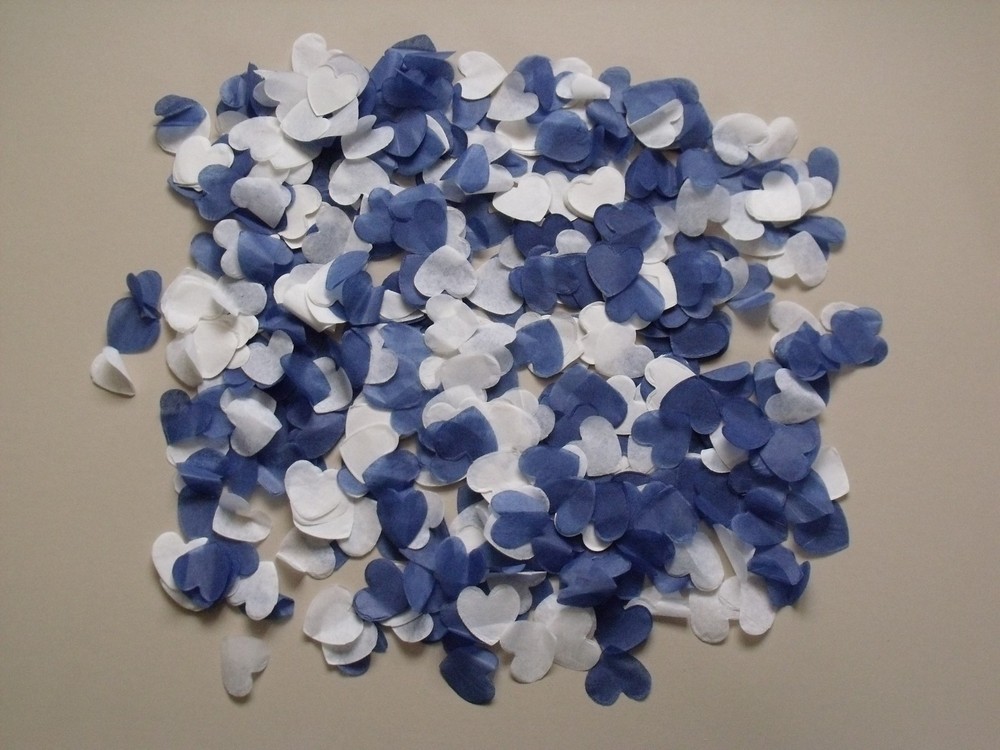 NAVY & WHITE – Bio Degradable Heart Wedding Confetti – CONES can be added