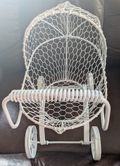 Large White Metal Carriage Stroller Centerpiece Room Decoration Baby Shower more