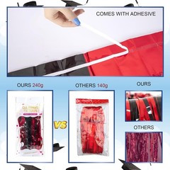 Graduation Party Decoration, 2 Pack Red and Black 3.3×6.6 ft Foil Fringe Curt…