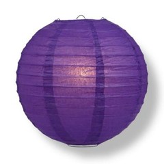 12″ Royal Purple Round Paper Lantern, Even Ribbing, Hanging Decoration