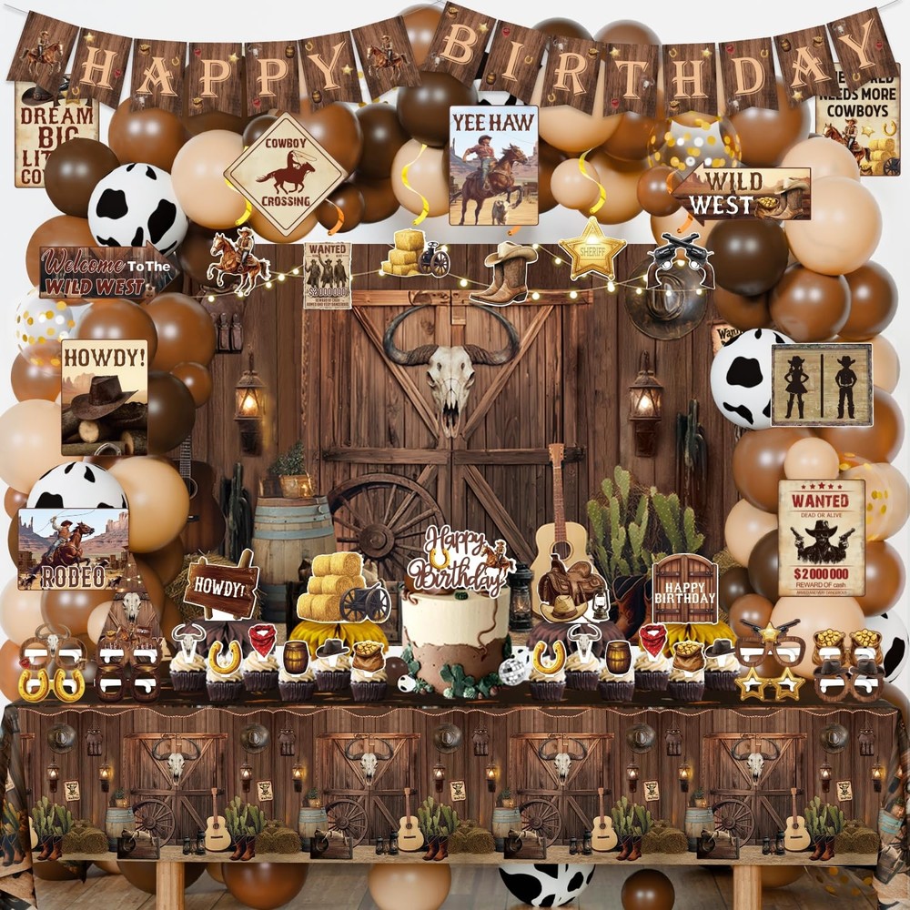 Western Party Decorations, 126 Pcs Wild West Cowboy Rodeo Bday Party Decor Su…