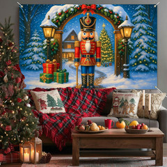 Christmas Nutcracker Banner 71X43 Inch Holiday Backdrop Winter Background with S
