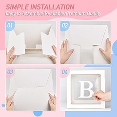 Baby Boxes with 4 PCS Letters for Baby Shower Clear Balloon Box Blocks White
