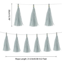 30 Pack Gray Tassel Garland Banner with Rope