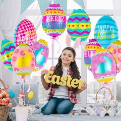 20PCS Easter Egg Foil Balloons Happy Easter Party Decor Mylar Balloons Set