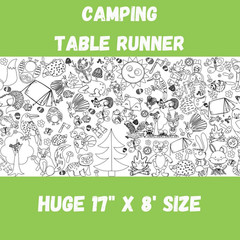 – Camping Party Coloring Table Runner – 17In X 8Ft Huge Coloring Sheet for Kids
