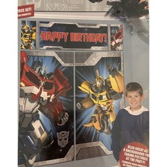 Transformers Wall Decorating Birthday Kit Optimus Prime Bumble Bee 5pc Set 6ft C