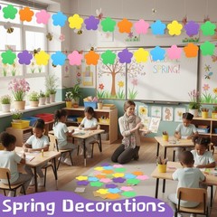 Large Foam Flower Cutouts Colorful Bulletin Board Decor Craft 6 Inch 48 PCS