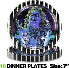 Beetlejuice Party Supplies Set Plates Balloons Cake Toppers Banner Tablecloth