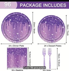 266 Pcs Birthday Decorations Set Kits for Woman Girls, Purple, Prink &Gold