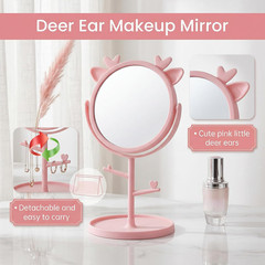16 Pcs Spa Party Mirrors with Deer Ears for Girls’ Sleepover & Birthday Favors