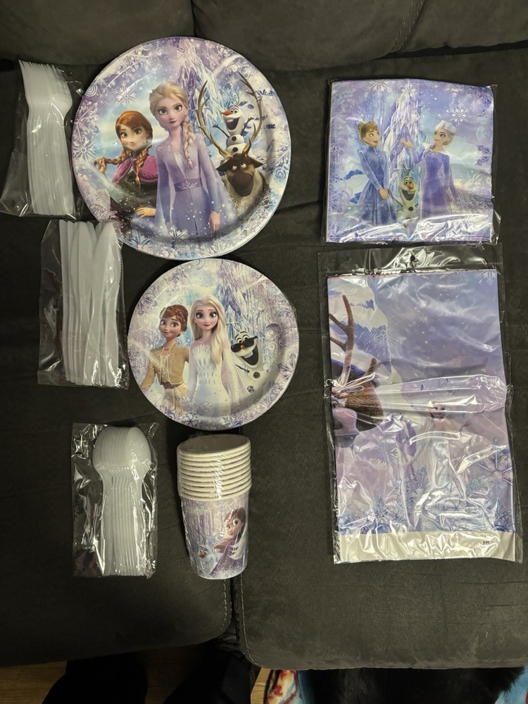 60+ Piece Frozen Lilac Theme Party Supplies For 10 W/pin The Nose Snowman Game