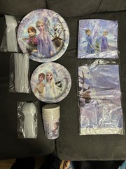 60+ Piece Frozen Lilac Theme Party Supplies For 10 W/pin The Nose Snowman Game