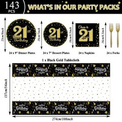 143 Pcs 21st Birthday Party Supplies Set for 24 Guests 21st Birthday Plates B…