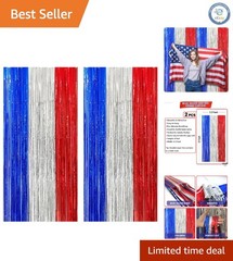 XtraLarge Red, White & Blue Streamers 3.2×8 ft – Pack of 2 for Patriotic Events