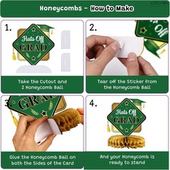 , Green, Black and Gold Graduation Centerpieces 2026 – Pack of 12 | Graduation C