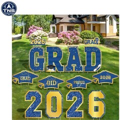 Extra-Large 14 PCS Class of 2026 Graduation Signs with Sturdy Stakes – Blue Gold