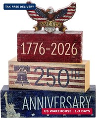Gerrii 4 Pcs 250th Anniversary Decorations, 4th of July Table Decor, Patriotic W