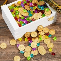 Pirate Gold Coins & Gems Playset – 288 Durable Pieces for Memorable Parties!