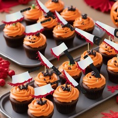 Halloween Cupcake Toppers, 24 Pcs Halloweens Birthday Decorations