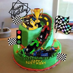 Racing Car Cake Decoration Car Cake Topper Happy birthday Card Inserted for K…