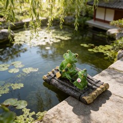 Floating Resin Frog Statue for Garden Pond Patio and Indoor Decoration