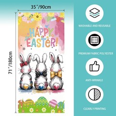 Easter Door Cover,Easter Door Decorations Bunny Egg Rabbit Hanging Banner Dec…