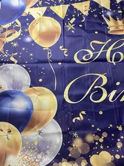 Happy Birthday Backdrop Purple Gold Silver – Large Banner w/Grommets 70.8×47.2