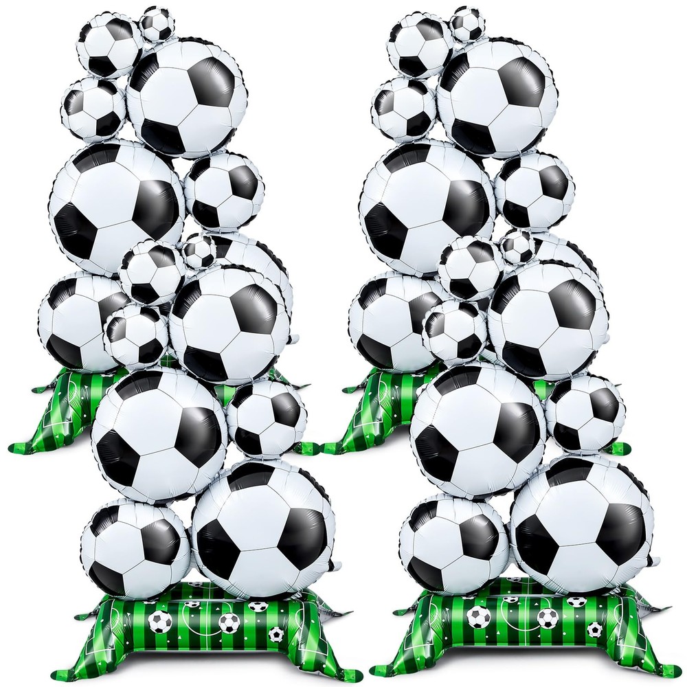 4 Pcs 3.5 ft Giant Standing Soccer Foil Balloons for Sports Themed Party Deco…