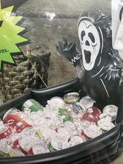 Vintage Black Coffin Cooler Halloween Inflatable Ghost 30″ / 2.5 Feet – New!