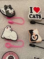 6 Silicone Straw Cover Caps (Cats Theme) *New/Open Package* bb1