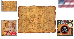 Authentic Aged Parchment Treasure Map Decoration – Ideal for Pirate Celebrations