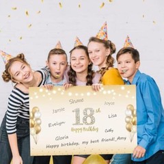 Large 18th Birthday Card With Envelope Black Gold Happy 18th Birthday Giant G…