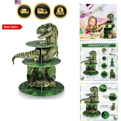 3 Tier Dinosaur Cupcake Stand Party Decorations Dinosaur Theme Cupcake Holder…
