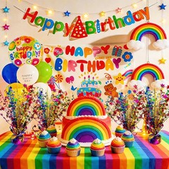 6 Pack Metallic Colorful Table Centerpiece Party Decoration Rainbow Theme Foi…