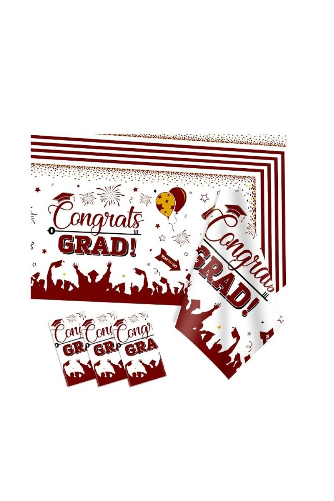 3 Pack Large Size Plastic 54″x108″ Congrats Grad Graduation Party Tablecover…