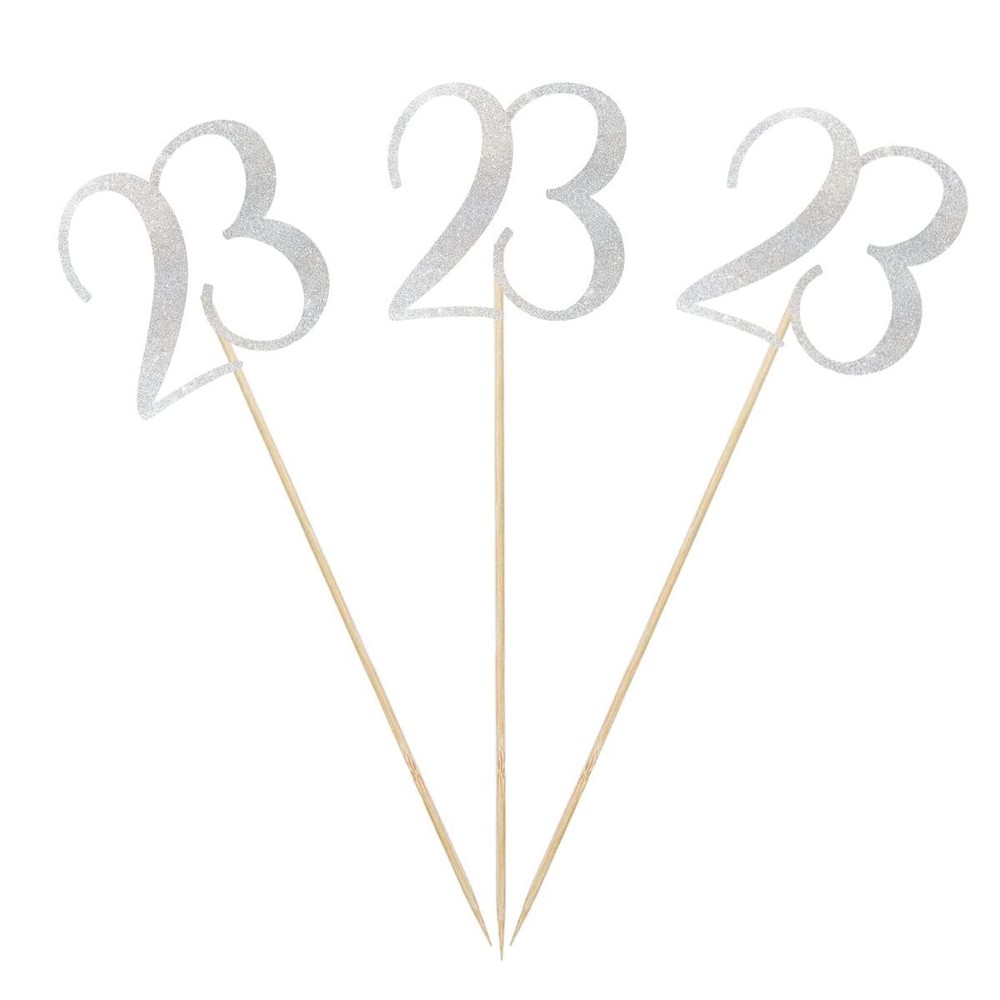 12 PCS Silver Glitter Number 23 Centerpiece Sticks 23rd Birthday Table Decor