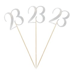 12 PCS Silver Glitter Number 23 Centerpiece Sticks 23rd Birthday Table Decor