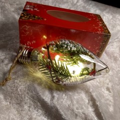Christmas Tree Bauble LED Light Up Decoration Christmas Pendant Plastic Hanging