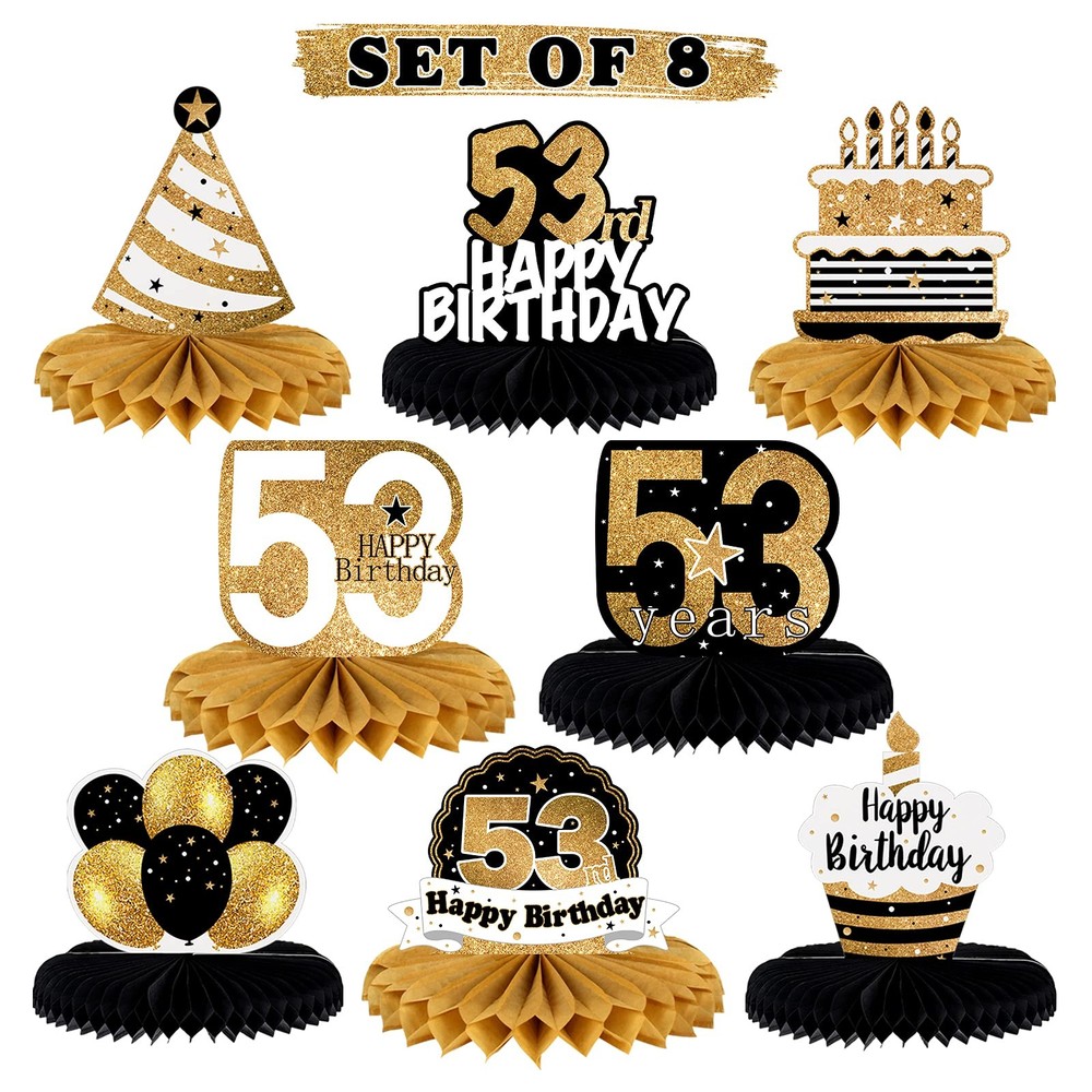 Happy 53rd Birthday Table Honeycomb Centerpieces Cheers to 53rd Birthday 53 Y…