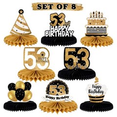 Happy 53rd Birthday Table Honeycomb Centerpieces Cheers to 53rd Birthday 53 Y…