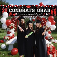 Red Black Graduation Decorations Outdoor Congrats Grad Banner Large We Are So Pr
