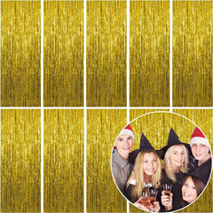 10 Pack Foil Curtain Backdrop Gold Metallic Tinsel Foil Fringe Curtains Photo Bo