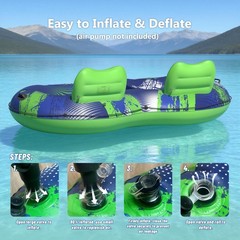 JOSEN Inflatable River Tube Float – 2 Person Heavy Duty River Float, Pool Flo…