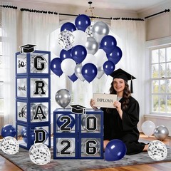 133PCS 2026 Graduation Decorations Blue Balloon Arch Kit 4 Boxes Class Of 2026