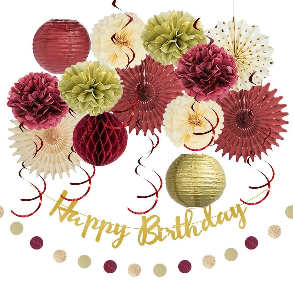 Burgundy Decorations for Maroon and Gold Party Decorations Tissue Pom Poms Fa…