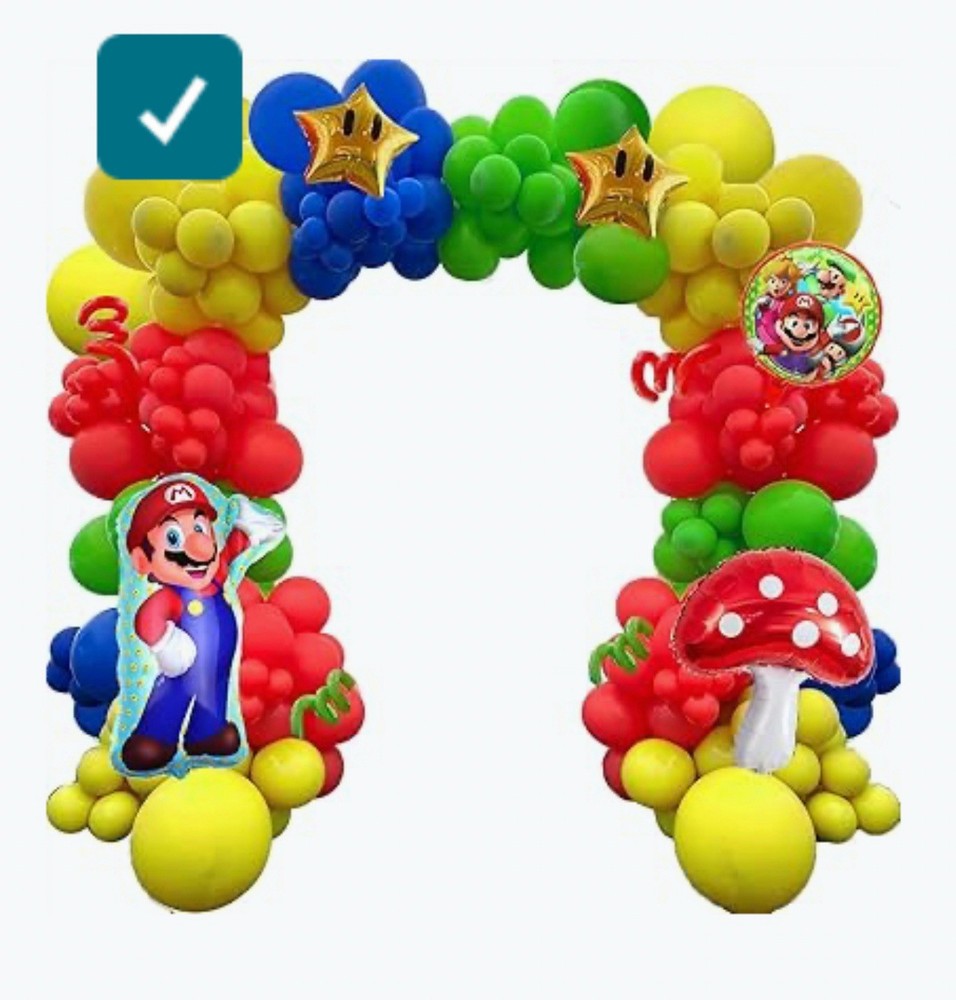 143Pcs Mario Balloon DecorationsGarland Arch Kit Include Mario Balloon