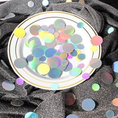 1 Box 60g Holographic Circle Confetti Iridescent Round Table Scatter 6mm 10mm